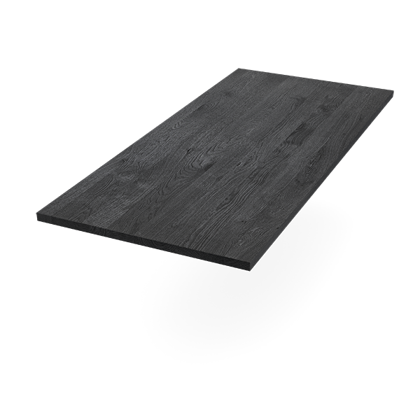 Geköhlte Eichen-Tischplatte mit Yakisugi-Oberflächenveredelung – markante, dunkle Optik durch handwerkliche Veredelung in unserer Werkstatt.