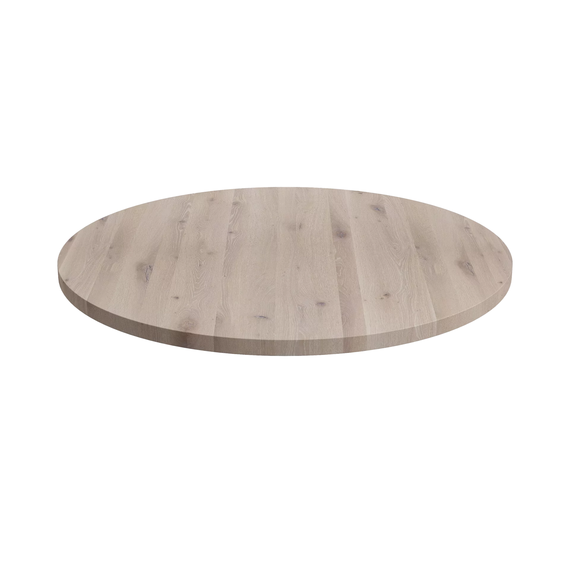 Runde Tischplatte aus Asteiche, weiß geölt, aus Massivholz