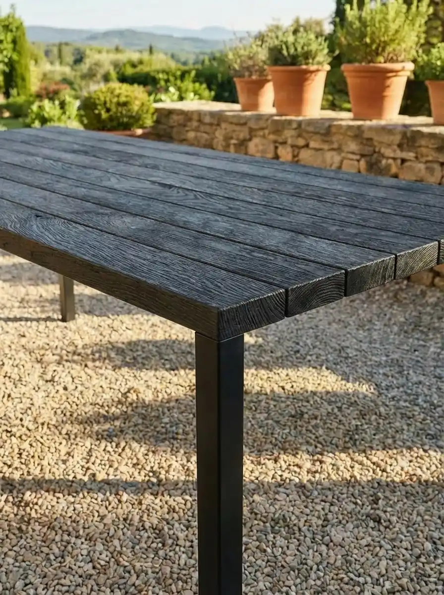 outdoortisch-lola-eiche-gekoehlt-gestell-schwarz-closeup